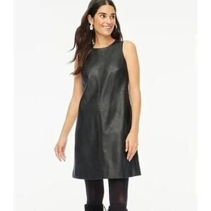 J. Crew Factory Faux Leather Shift Dress Black NWT 10P